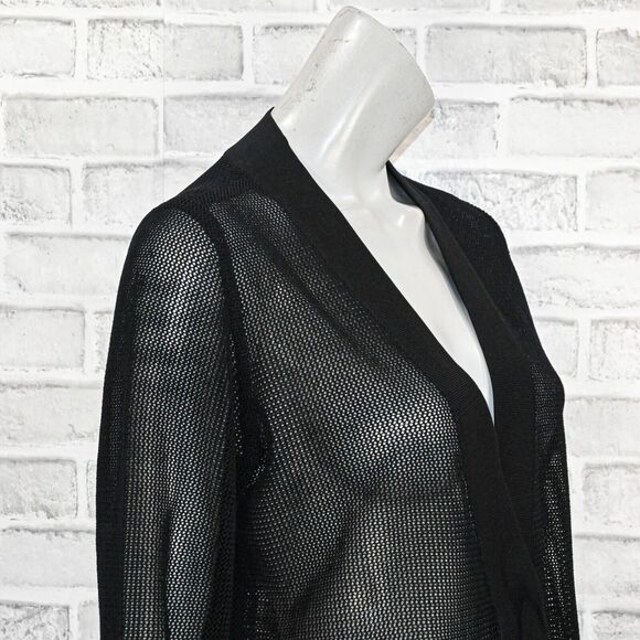 Exclusively MISOOK Women's Black Mesh Long Cardigan Jacket top Size Small - Picture 9 of 10